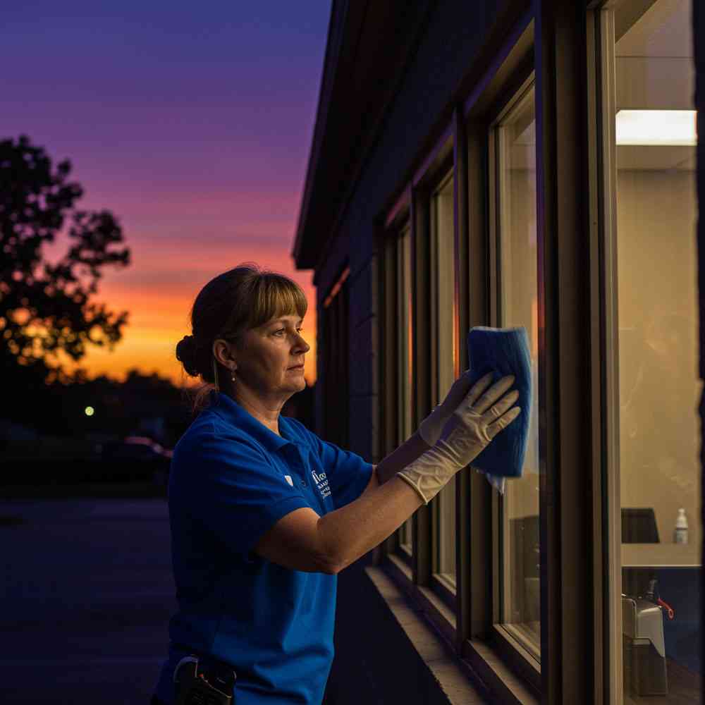 Window cleaning performed by commercial cleaning services in anna tx